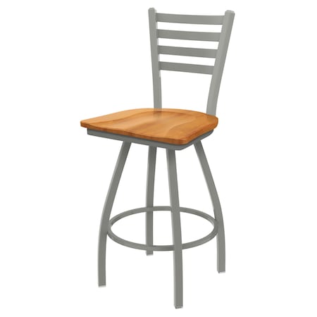Holland Bar Stool Co 36" Swivel X-Tall Bar Stool, Nickel Finish, Med Maple Seat X410